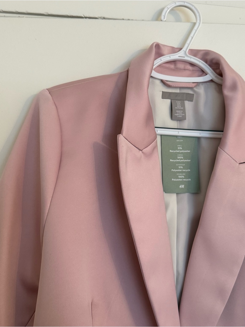H&M - Women's Tailored Double-Breasted Blazer Jacket - Pink - Picture 4 of 9